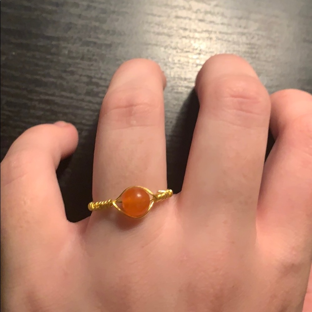 Handmade Orange Quartz Ring ( Gold Wire) - Picture 3 of 3